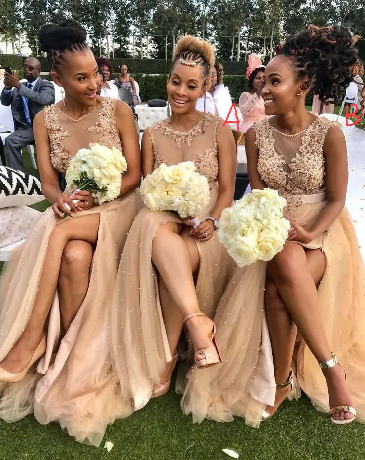 gold bridesmaids dresses