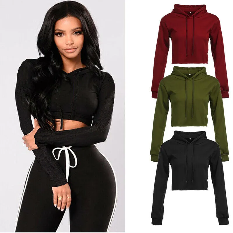 New Style Women's Girls Hoodies Plain Hoodie Cosy Hoody Sport Hooded Tops Autumn Solid Long Sleeve With Hat Fashion 2019 Hot