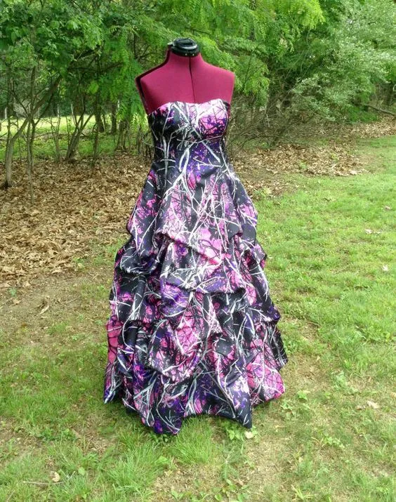 Muddy girl camo wedding dress top