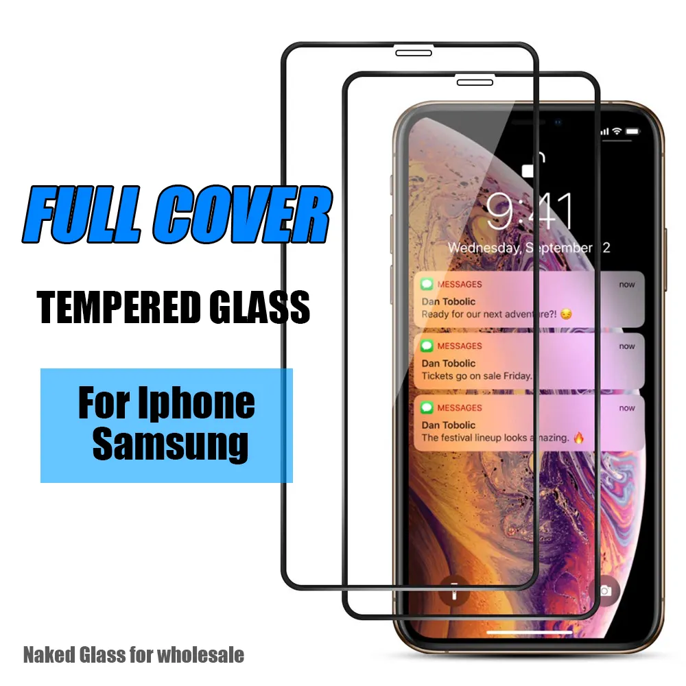 For Iphone For Samsung Screen Protector Tempered Glass Full Cover Package 11 Pro Max J2 Core J8 2018 Without