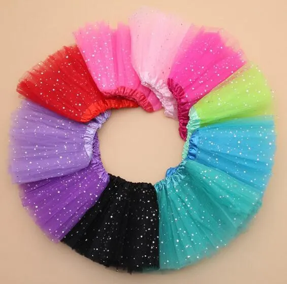 Enfants Bébé Star Star Glitter Dance Tutu Jupe Pour Fille Sequin 3 Couches Tulle Enfant Pettiskirt Enfants En Mousseline De Soie 2-8T GA686