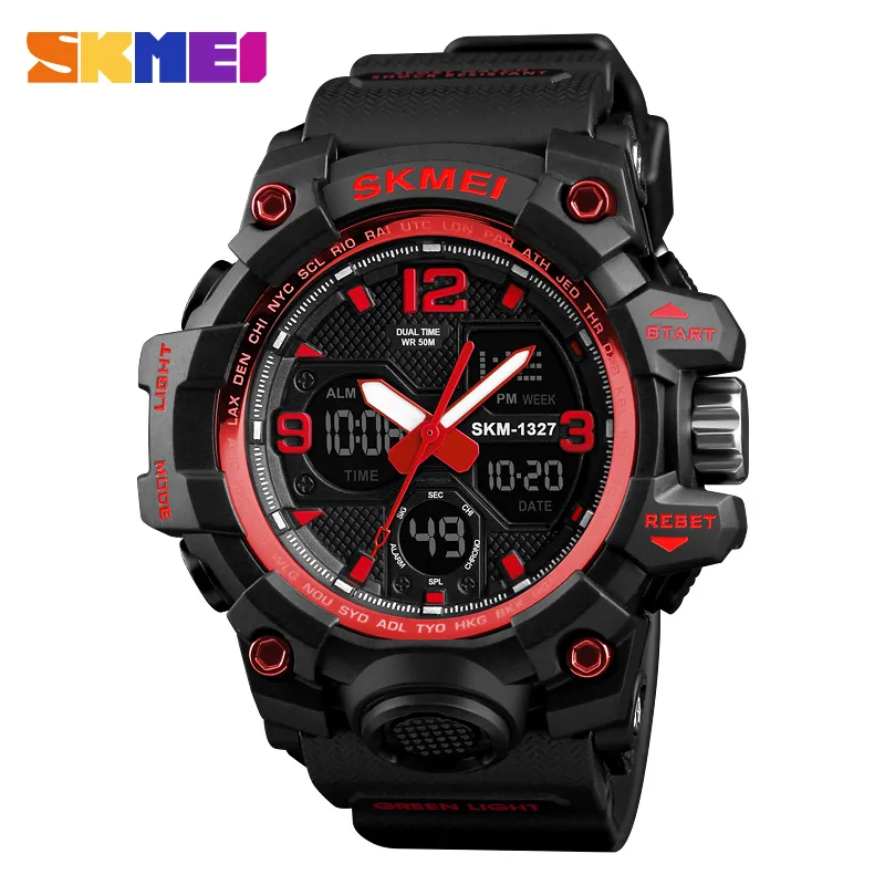Skmei Fashion Casual Sport Watch Men Digital Chrono 5bar vattentäta klockor Dual Display armbandsur Relogio Masculino 1327239n