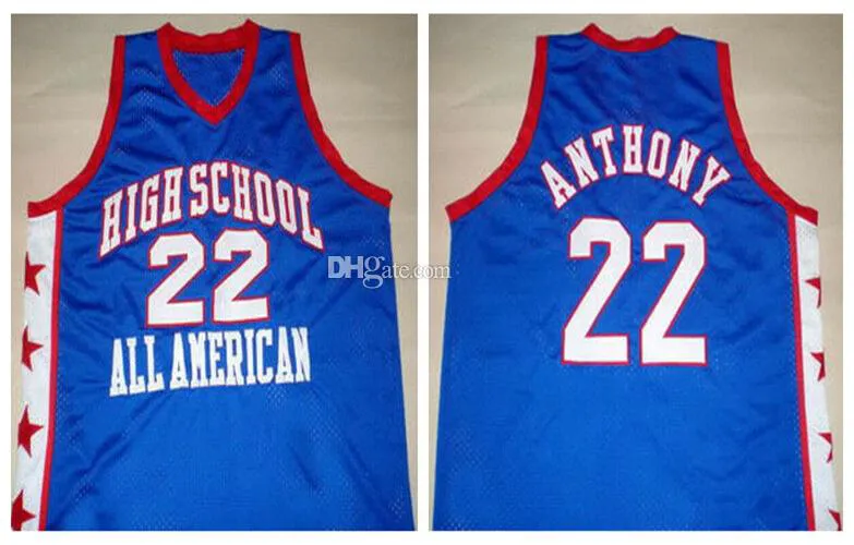 McDonald's High School All American Carmelo Anthony #22 Blue Retro Basketball Jersey Mens ed Custom Any Number Name Jerseys