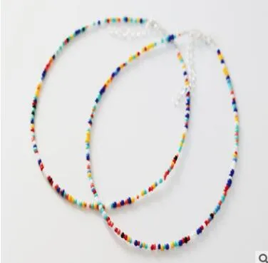 Collana Boho A Strati Con Perline Acriliche Arcobaleno E Conchiglia Ciprea - Fatte A Mano