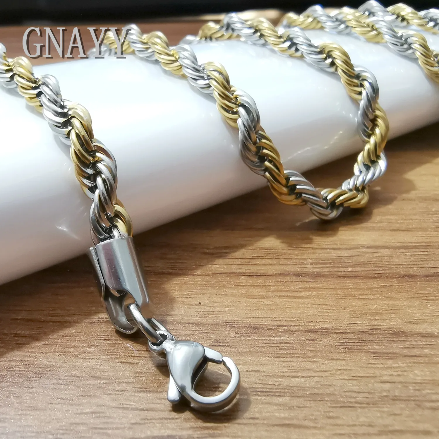 High Quality Gold Silver Stainless Steel Fashion Mens Cool Rope