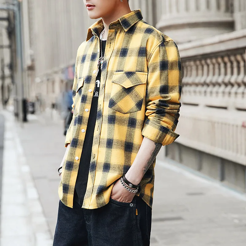 Men s Casual Shirts Fashion Plaid Red White Yellow Summer Loose Breathable Men Shirt Size S M L XL XXL XXXL 4XL