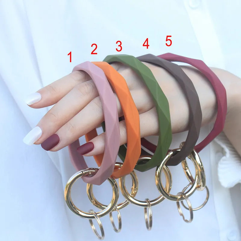 Monogrammed Silicone Wristlet Key Rings Bracelets Bangle Keyring Large Circle Keychain Faced Silicone Bracelet Holder For Women Girls From 3 03 DHgate