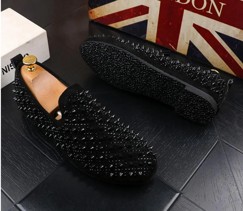 Men`s Shoes Luxurys gold rivet Genuine Leather Casual Driving Oxfords Flats Shoes Mens Loafers Moccasins Italian Shoes
