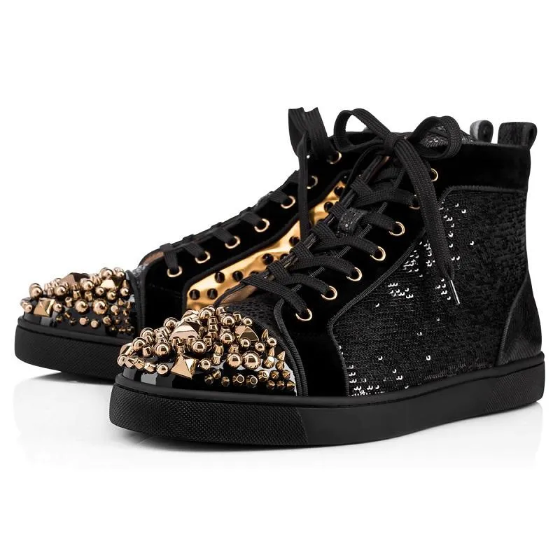 With Box Fashion Suede Leather Platform Red Bottoms Studded Spikes