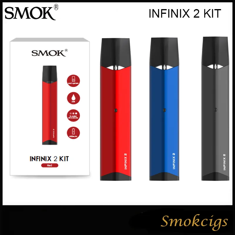 Authentic SMOK Infinix 2 Kit Anti Leaking 450mah Battery With 2ml Infinix Pod Vaping E Cigarette