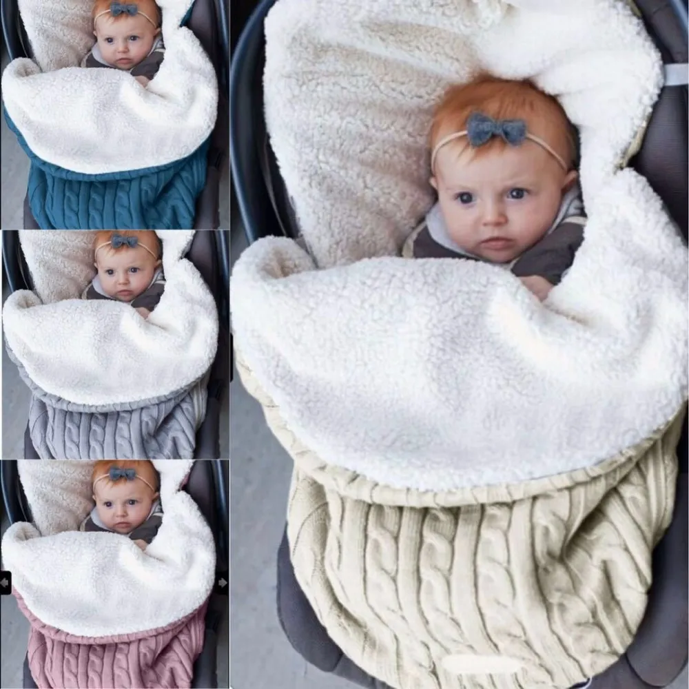 2018 spessa baby swaddle wrap knit busta neonato sacco a pelo bambino bambino caldo swaddling coperta bambino passeggino passeggino sacco di sacco piedi