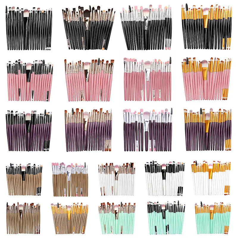 20 pcs de maquillage cosmétique Set pro Pro Powder Brush Foundation Foundation Eyeshadow Eyeliner Lip Cosmetic Make Up Brush Tool