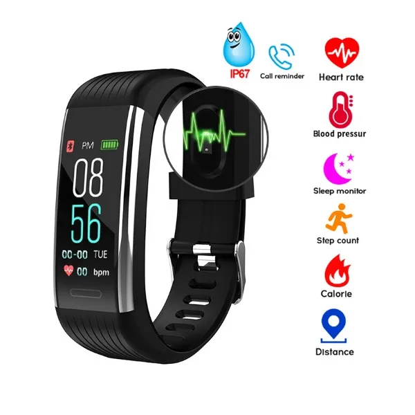 R1 inteligente Pulseira Heart Rate Monitor de Fitness Pulseira Atividade perseguidor inteligente Banda pedômetro Pulseira de controle remoto relógio inteligente