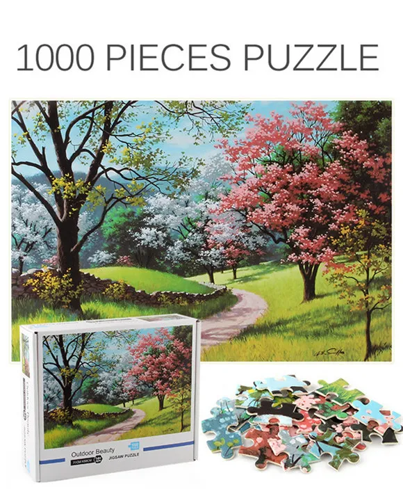 Puzzle de papel de peça grossa para adultos, mundialmente famosos,  paisagismo, 98x34cm, brinquedo longo, quebra-cabeças