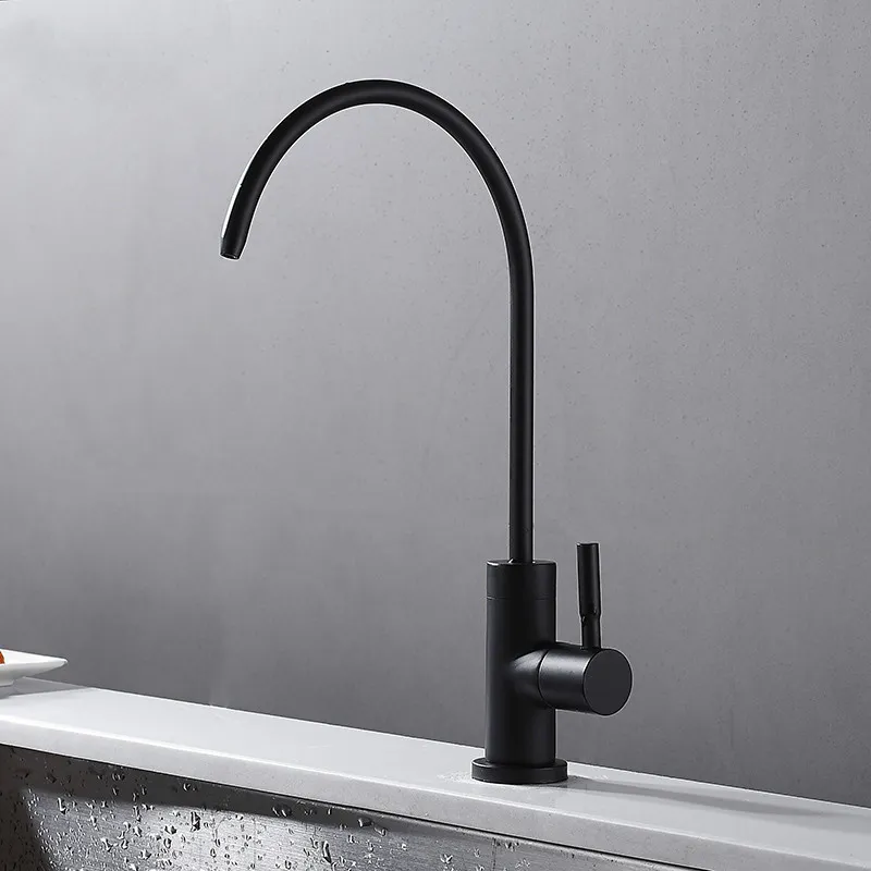 Waterzuiveraar Tap Europa Stijl Totaal Messing Enkele Koud Keuken Kraan Zwart Keuken Mixer Tap, Sink Tap