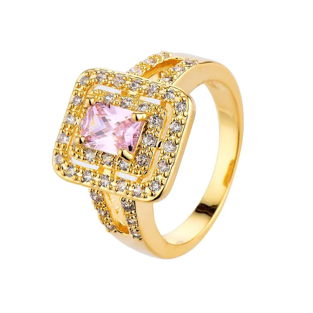 С боковыми камнями, продающими кольцо розового золота для женских ювелирных украшений никель -свадебные обручальные кольца Женский день подарок F274F