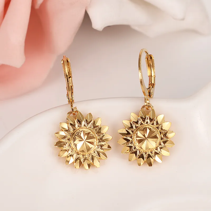Buy 14k Solid Gold Flower Earrings, Natural Diamond Cute Dangle Earrings,  Petite Ear Wire Floral Bridal Earrings, Gifts for Her Online in India - Etsy