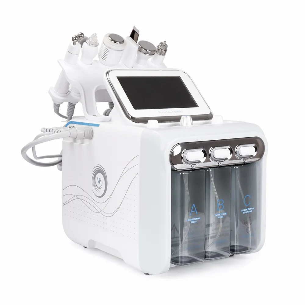 6 W 1 Przenośna Dermabrazja Maszyna do pielęgnacji skóry Wody Oxygen Jet Hydro Diamond Peeling Microdermabrazy H2O2 Sprzęt kosmetyczny