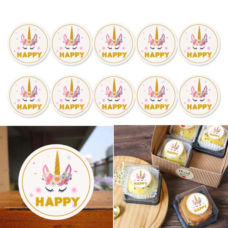 Tronzo Unicorn Candy Box Sticker Birthday Party Decorations kids Happy Unicorn Party Gift Box Stickers Packaging Wedding Gifts