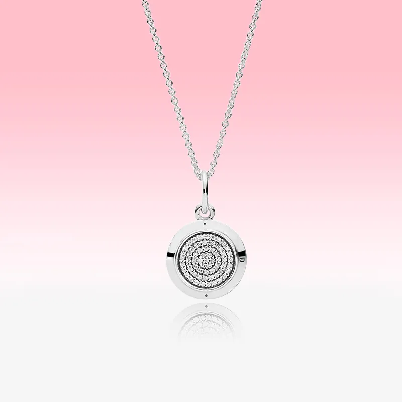 Collier En Cristal Pendre Ronde Pour Femmes 925 Collier En Argent