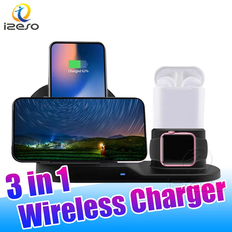 N30 5V 2A Universal Qi Wireless Charging Stand Dock 3 in 1 Fast Charger for iPhone 12 Pro Max 11 Samsung Huawei izeso