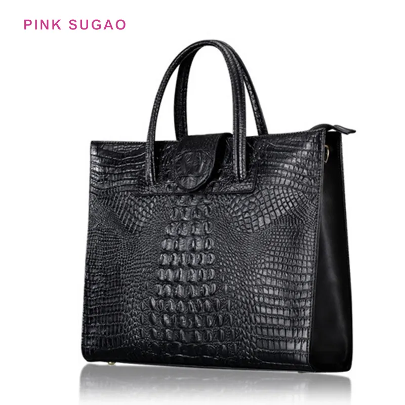 핑크 sugao 디자이너 핸드백 지갑 어깨 가방 여성 가방 토트 BRW 악어 패턴 정품 가죽 핸드백 도매 7 색 핸드백