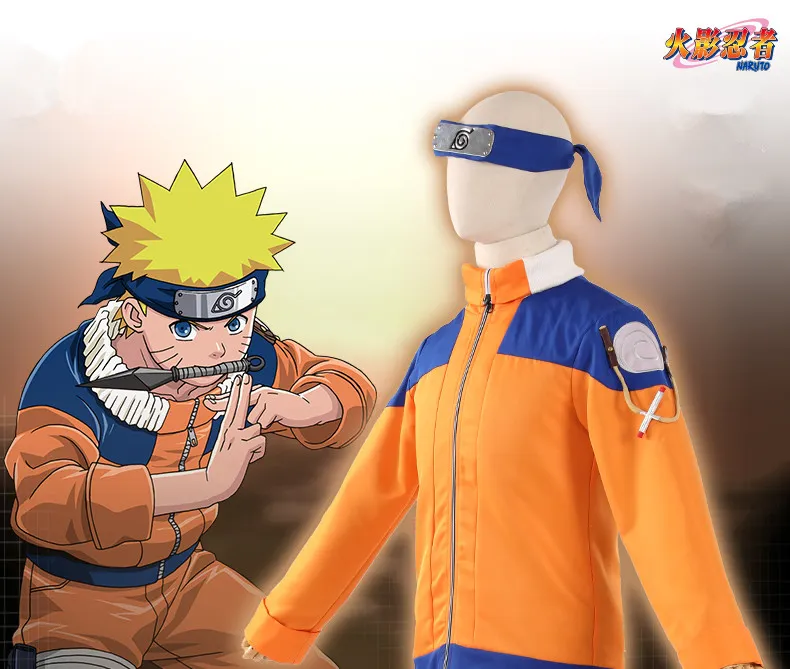 Kids Naruto Uzumaki Cosplay Jacket Pants Anime Costume Coat