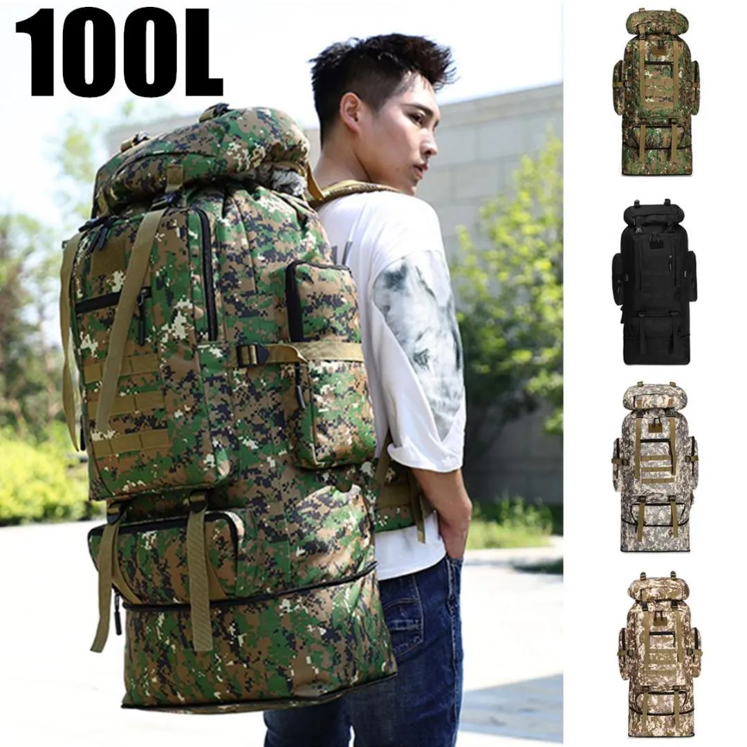 Verstelbare 100l grote wandelklimmende rugzakken camouflage softback backpack voor mannen dames sporttassen camping reisrocsack