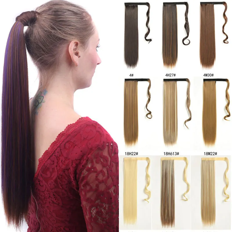 Prosto klips w ogonie włosów Fałszywe włosy 24 "100g Kucyk Fryzura z Hairpins Synthetic Pony Tail Extensions