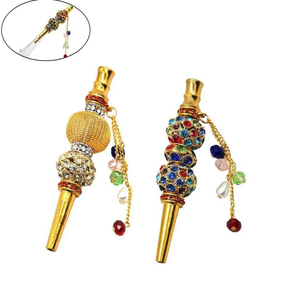 New Handmade Hookah Mouth Tips Wholesale Metal Diamond Hookah Mouthpiece Pendant Colorful Shisha Mouthpiece Smoking