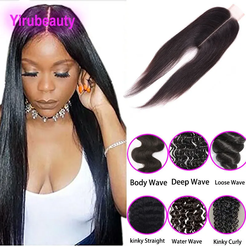 Peruvian 2x6 Lace Closure With Baby Hair Straight Deep Curly Loose Body Wave Virgin Human Hair Natural Color