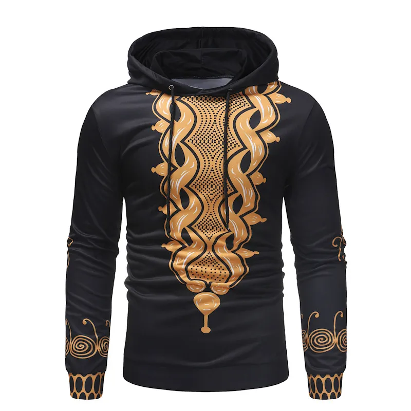 Luxury African Dashiki Hoodie For Men Black And White Slim Fit