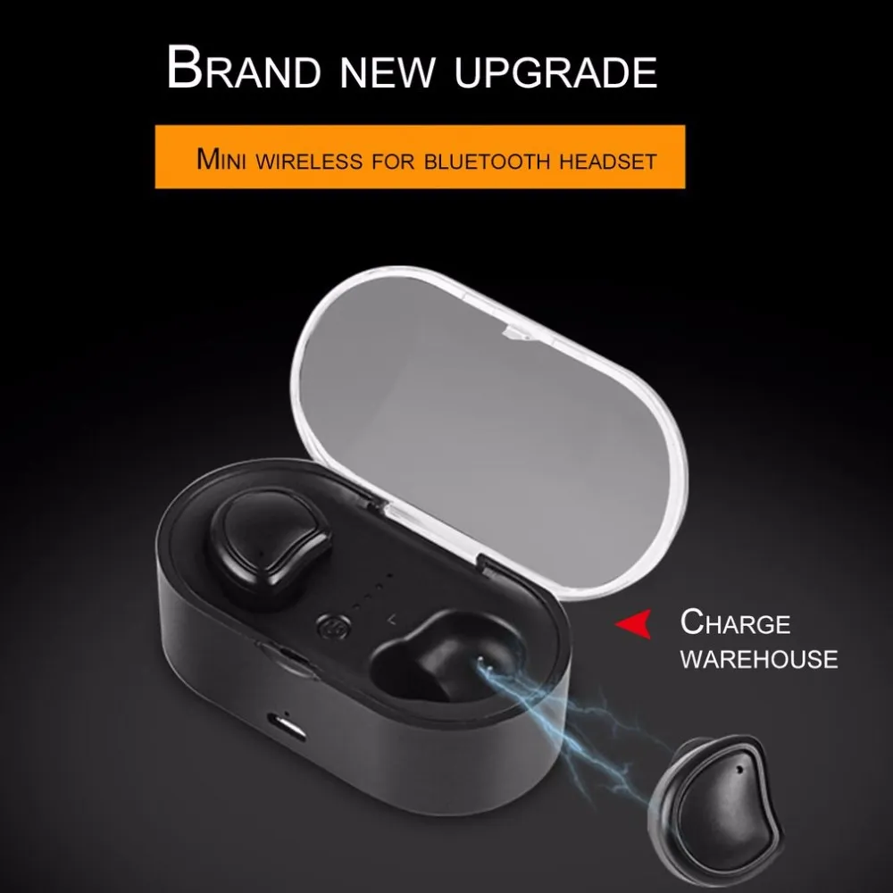 Freeshipping Bluetooth Earphones Wireless Stereo Earbuds Headsfree Music avec MIC Charging Box pour Smartphones