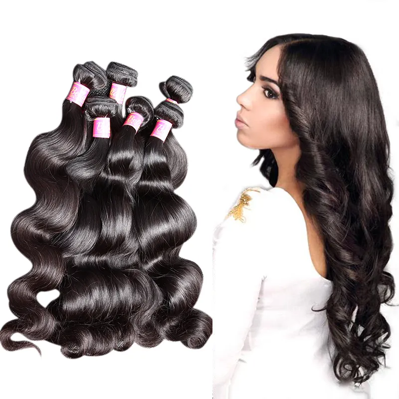 Bella Hair® 5 번들 브라질 버진 연장 염소 바디 웨이브 물결 모양의 인간의 머리 위사 8 ~ 30inch