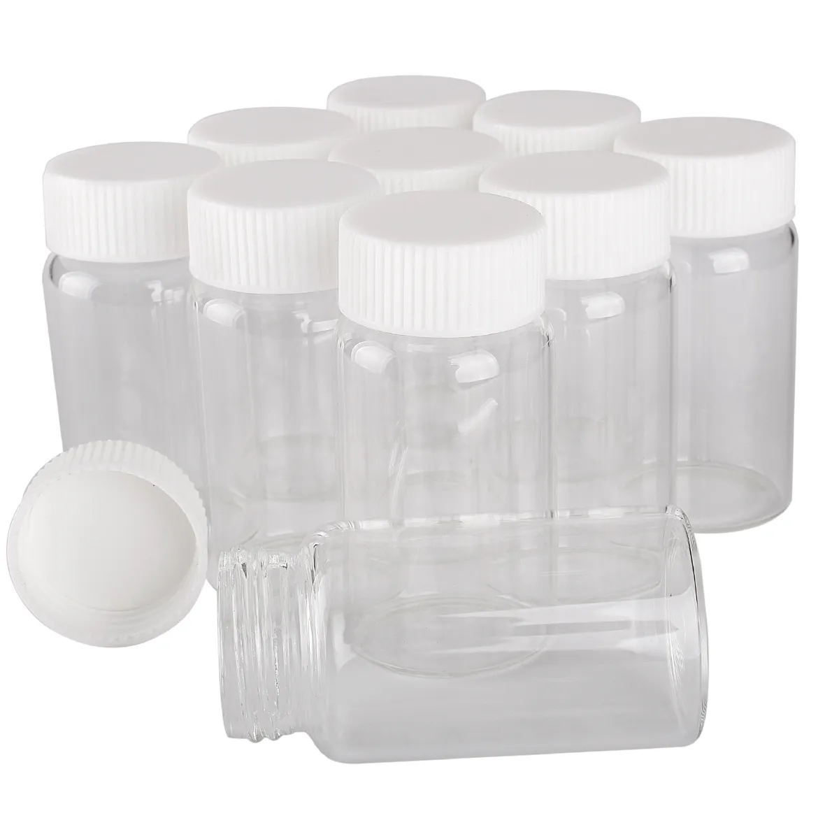 15 pieces 50ml 37*70mm Glass Bottles with White Plastic Caps Spice Bottles Container Candy Jars Vials DIY Craft for Wedding Gift