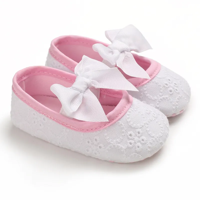 Chaussures pour bébés filles, couleur unie, avec nœud papillon, pour premiers pas, chaussures de princesse à fond plat et souple, plusieurs couleurs, SHL106