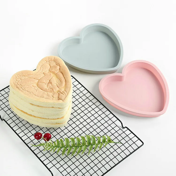 Cake Mold Silicon 8 Cal Serce Kształt Silikonowe Formy Nie lepkie Łatwe do Pieczenia Plate Strona główna Narzędzie do pieczenia