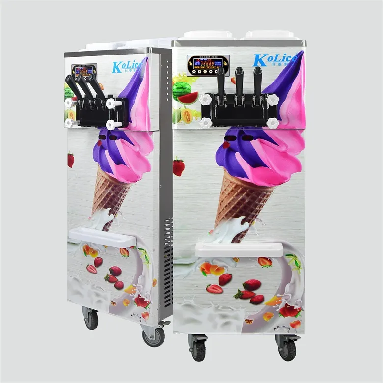 Gratis leverans ETL CE Street Food Kitchen Equipment 3 Flavors Yoghurt Soft Ice Cream Machine