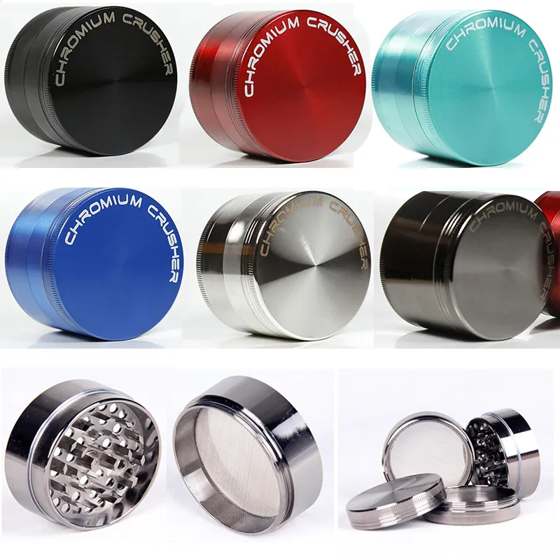 4 Layers Grinders Colored Herb Grinder Smoking Accessories Zinc Alloy 40 50 55 63mm Diameter CHROMIUM CRUSHER Sharpstone Dab Tool