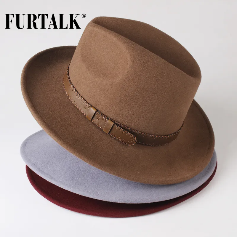 FURTALK 100% Australia Wool Fedora Hat Women Men Hat Ladies 