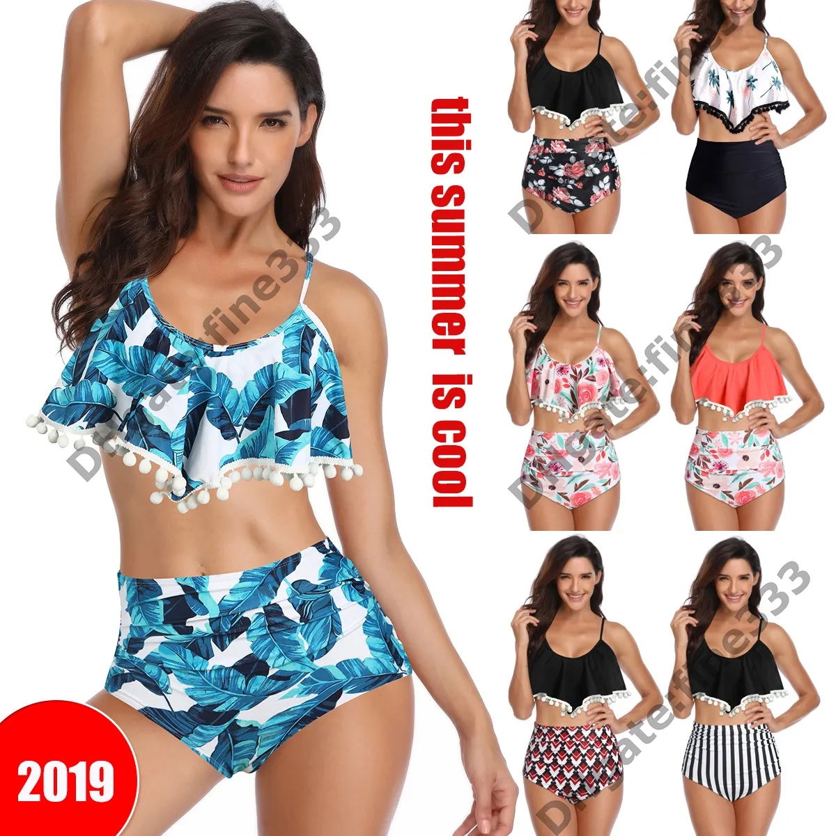 Yaz Kadın Bikini Set Lotus Yaprak Dantel Mayo Mayo Üçgen Bather Suit Yüzme Suit Biquini Kadınlar için