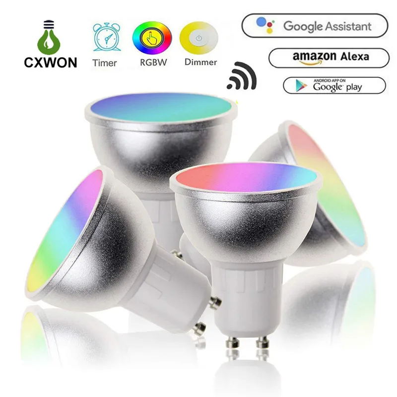 5W 전구 GU10 RGBW 타이머 Dimmable LED WiFi Smart Bulb Alexa Google Assistant와 호환 가능