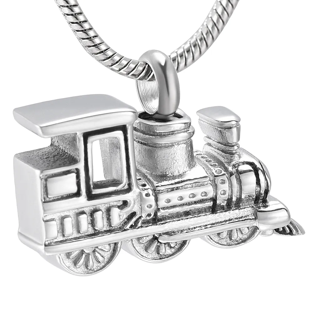 LKJ10001 Nova Chegada personalizada mini trem para as cinzas humanas lembranças urnas colar de aço inoxidável cremação memorial jóias