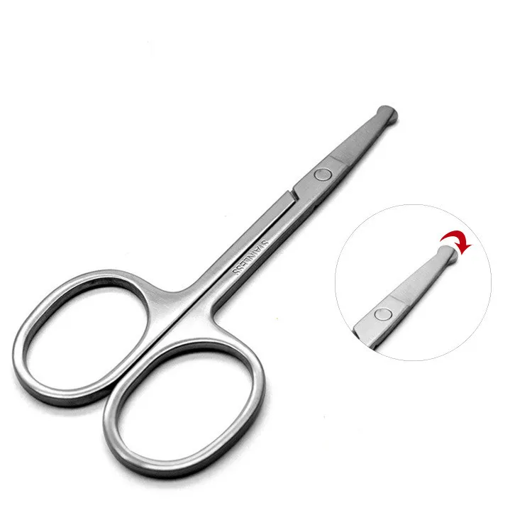 2.0 stainless steel round nose hair scissors small scissors nose hair hair color makeup eyebrow trimming beauty tools 200 pcs