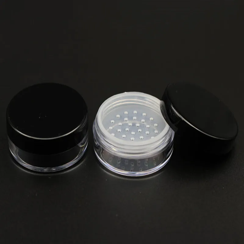 50 unids/lote 20g Base redonda transparente PS tarro de crema con malla Puff Cake Jar Nail Art caja contenedor de muestra