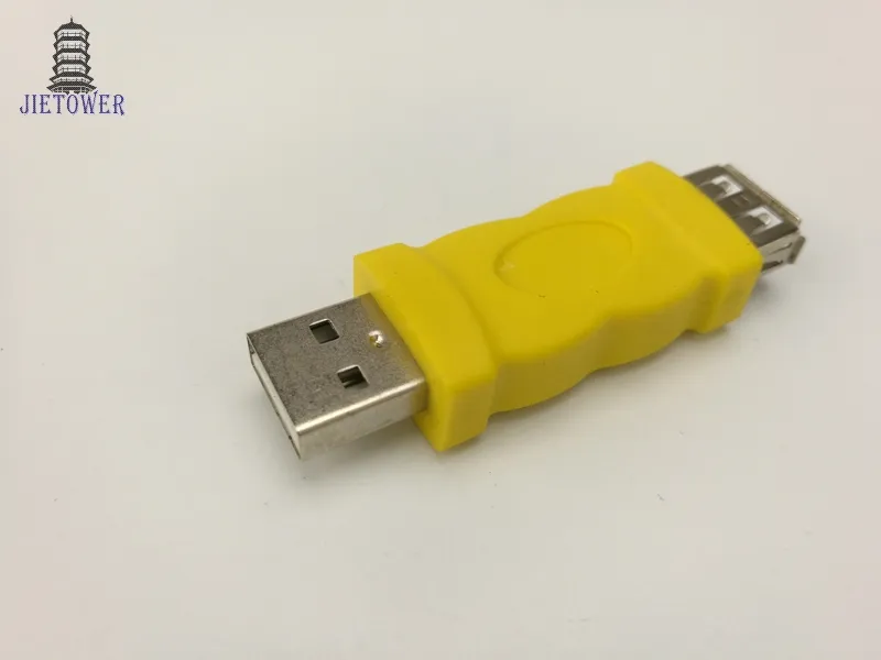 300pcs / lote USB Conector Amarelo Cor USB 2.0 Um plugue masculino para um adaptador de jack feminino AM para AF USB Converter