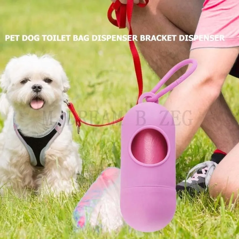 Dispensador de bolsas de excremento de perro de cuero para correa, soporte  de bolsa de basura de perro con gancho giratorio a presión, se adapta a
