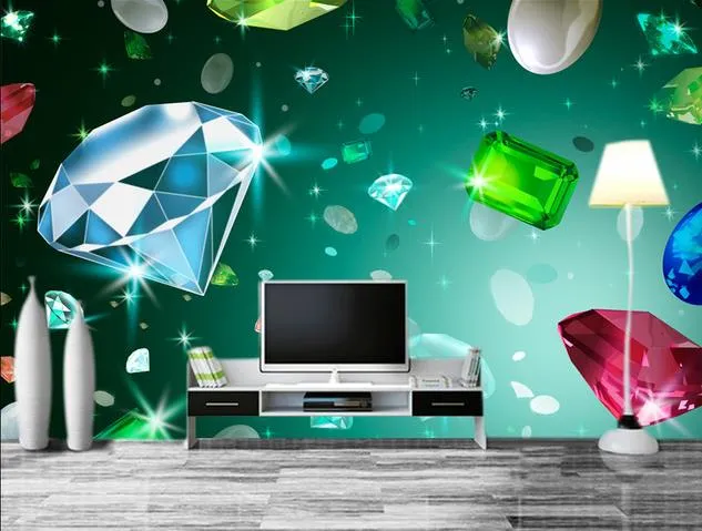 3D Diamond TV Achtergrond Wall Mural 3D Wallpaper 3D Wall Papers voor tv -achtergrond