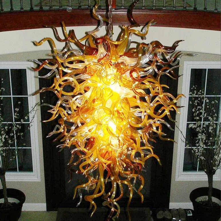 Lobby Entrance Retro Flush Mount Ceiling Lights Handmade Blown Glass Art Chandelier for Home Decoration LED Bulbs