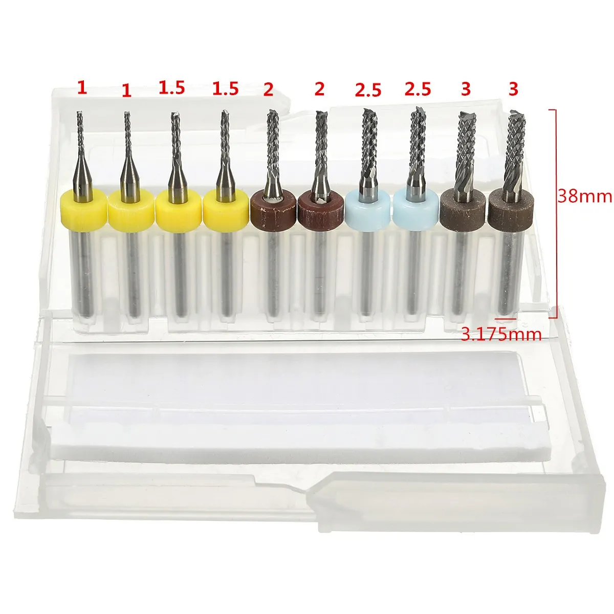 10 Fraises En Carbure De Tungstène Pour CNC - Diamètre 1,2 Mm - Queue 3,175 Mm - Revêtement Titane